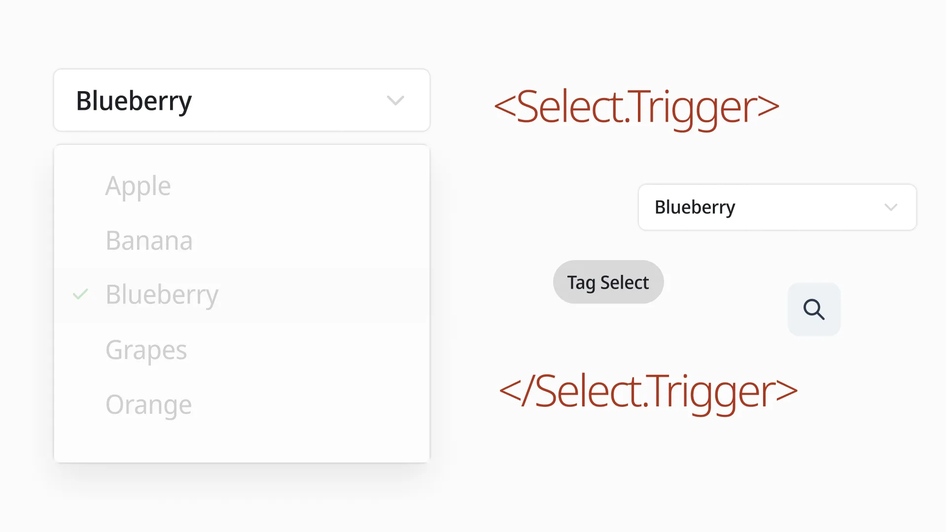 select trigger가 다양한 컴포넌트가 될 수 있다는 예시 사진